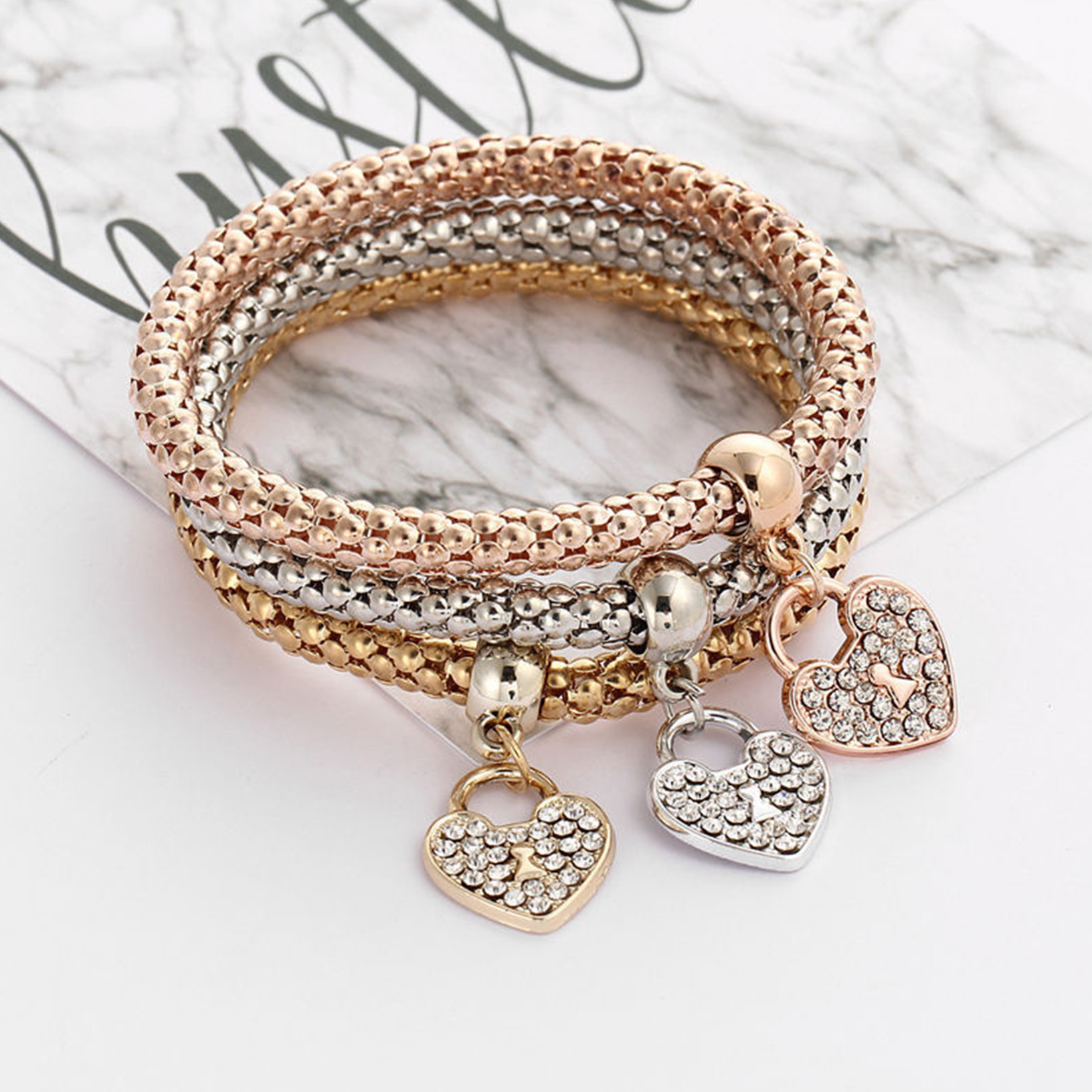 silver and rose gold bracelet