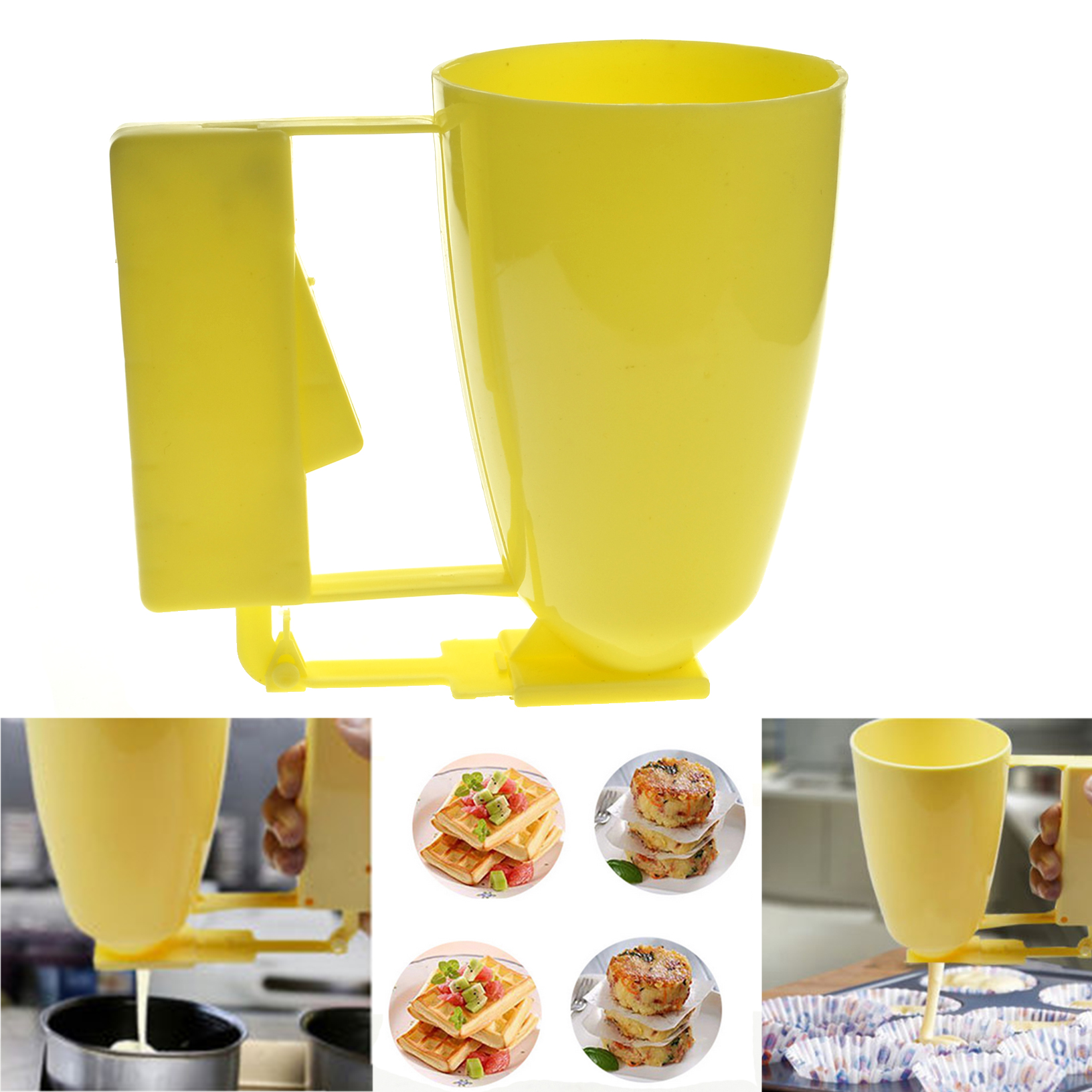 Plastic Pancake Batter Dispenser Perfect Waffles Pastry Kitchen Baking