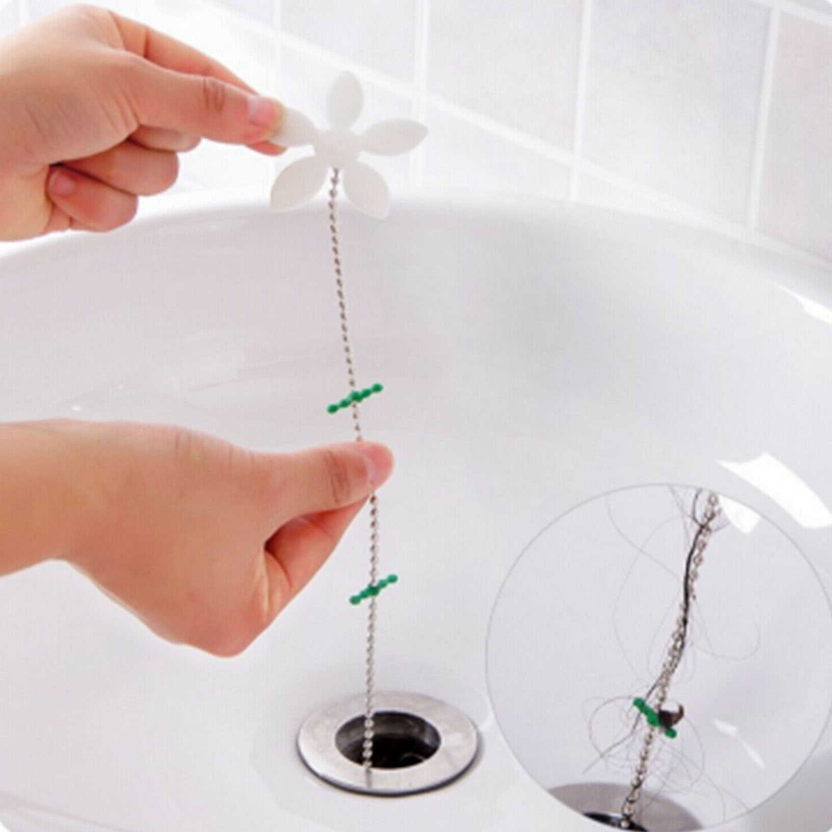 20PCS Bathtub Drain Chain Hair Clog Remover Shower Blockage Wig Cleaner