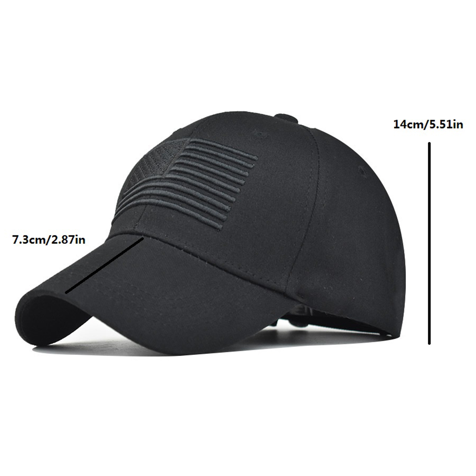 Black American Flag Embroidered Baseball Cap – Low Profile, Adjustable, Cotton Twill