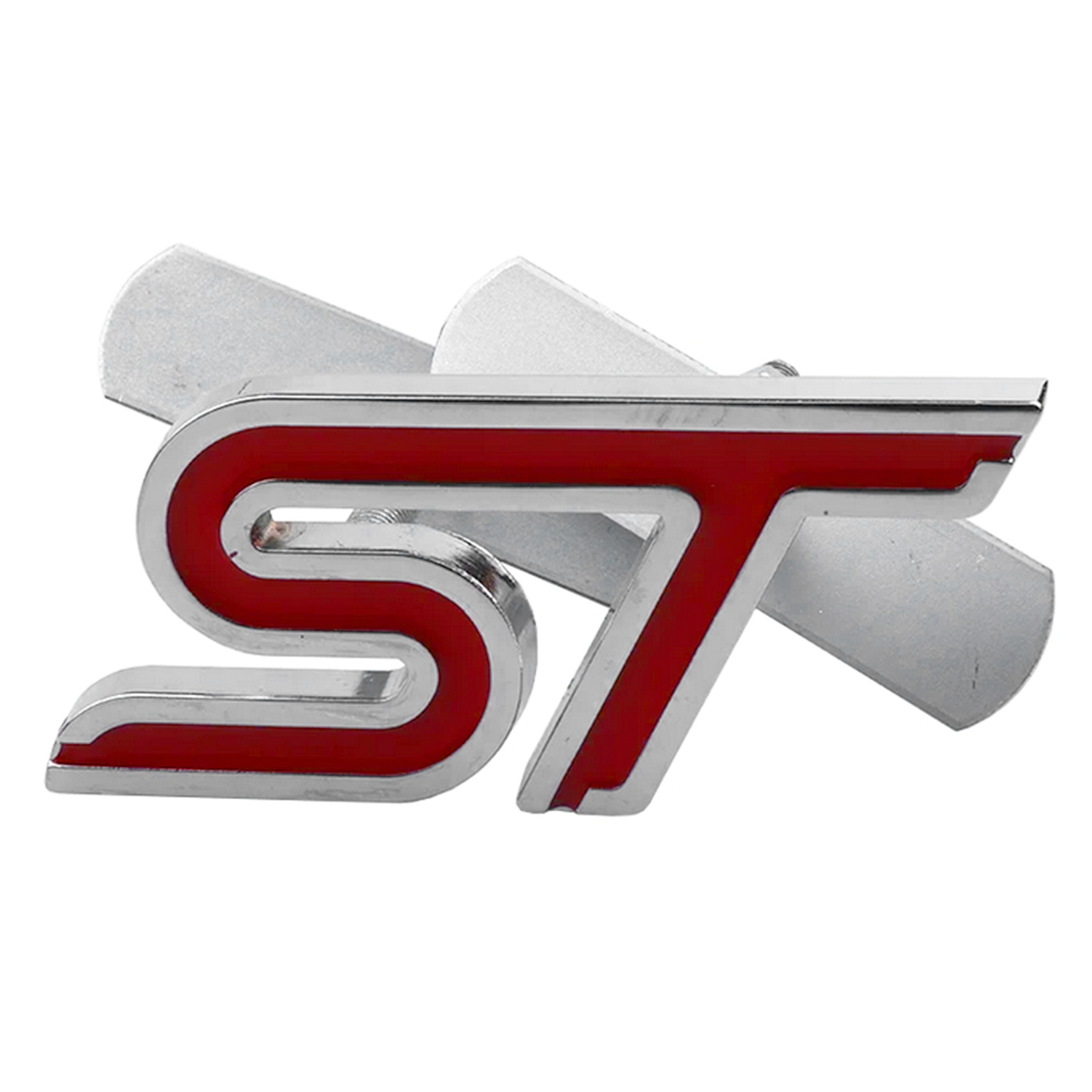 Autocollant ST Pour Voiture - 2 Pièces - Métal Argenté 84,5x16,5 Mm - Pour Calandre Et Coffre - Décoration Tuning